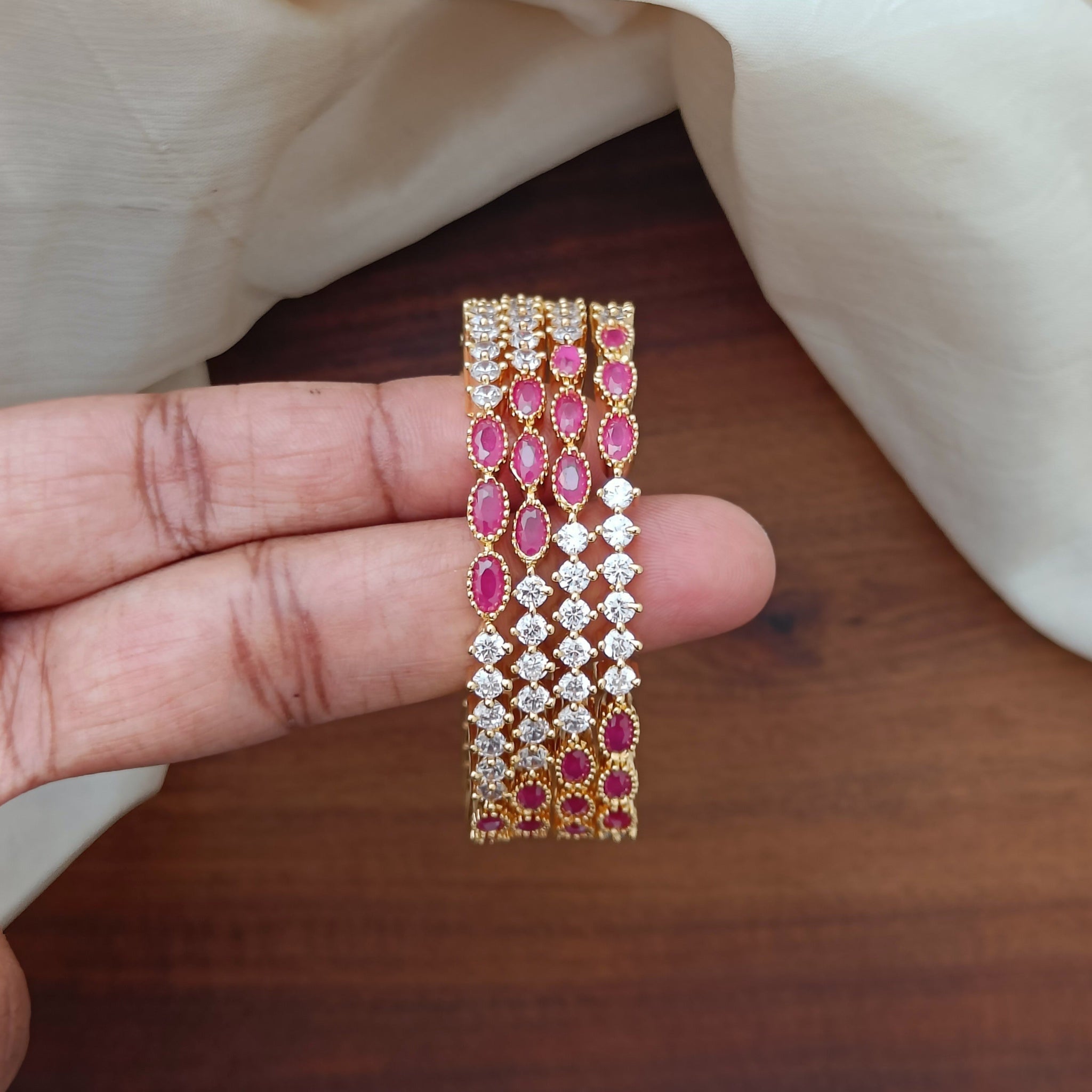 Kids Bangles AD Ruby Stone - 4 Pc Set GL-BA0552-105