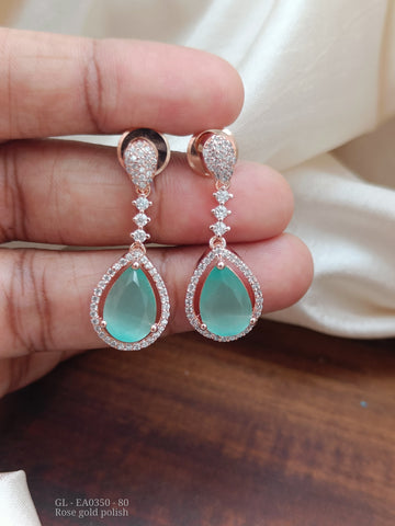 Rose Gold Earrings - Turquoise Blue GL-EA0350-80