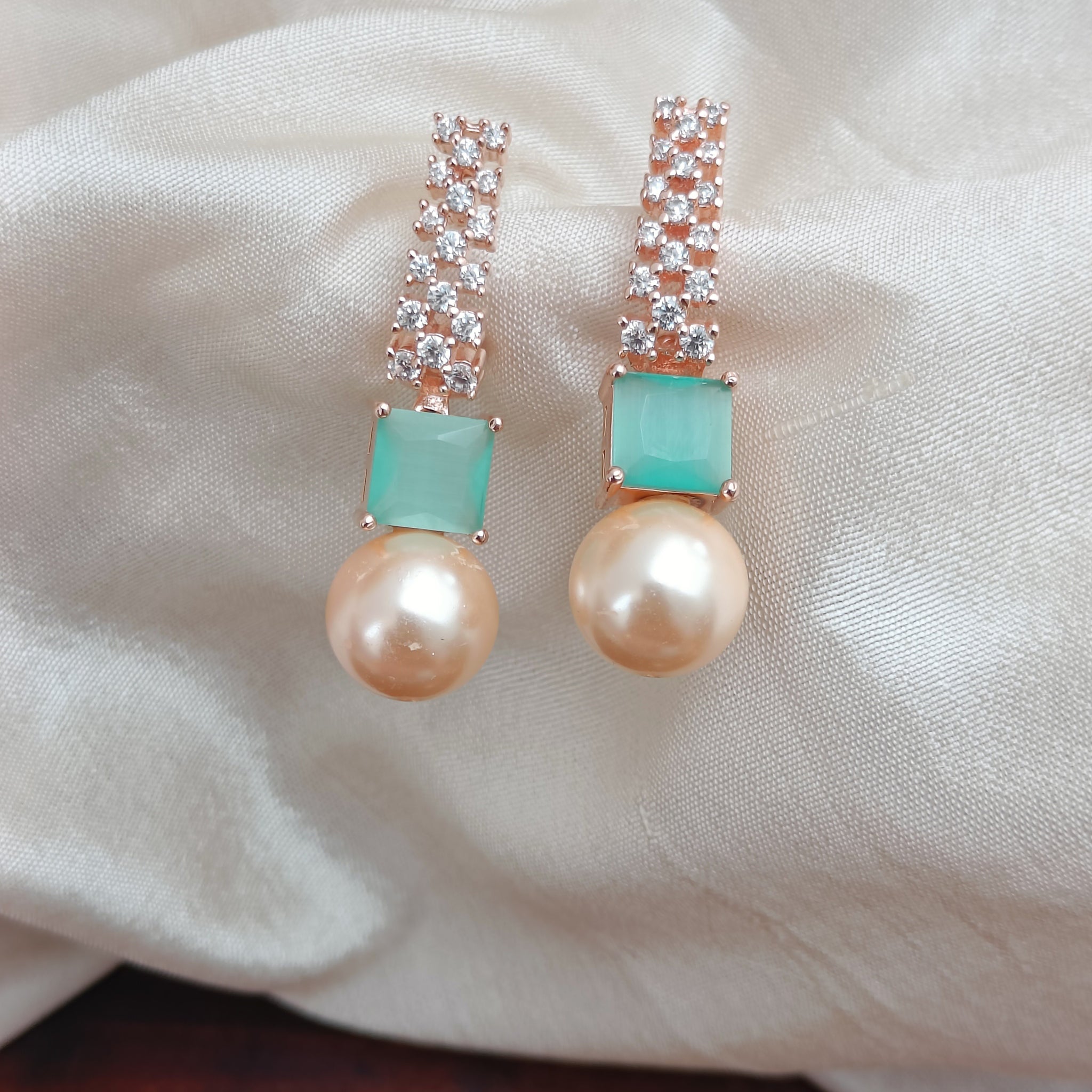 Rose gold earrings - Blue GL-EA0355-70