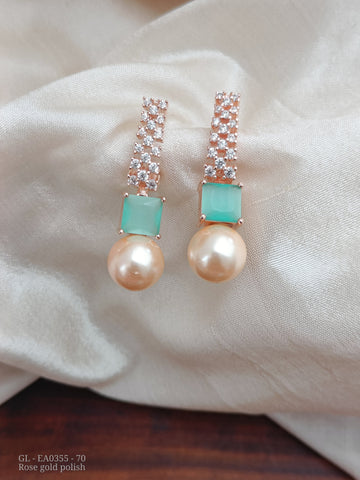 Rose gold earrings - Blue GL-EA0355-70