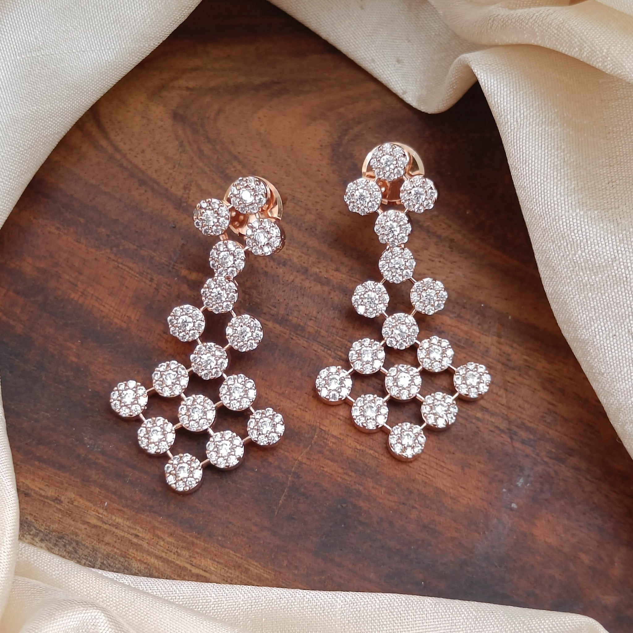 Rose gold AD Cluster Earrings GL-EA0359-100