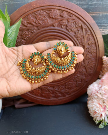 Chandbali style Earrings - Emerald GL-EA0815-150