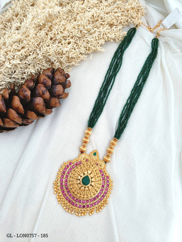 Kemp Locket Set - Green beads Mala GL-LON0757-185