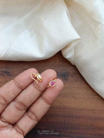 Ruby Stone nose Ring / Earrings pair GL-NR0593-25
