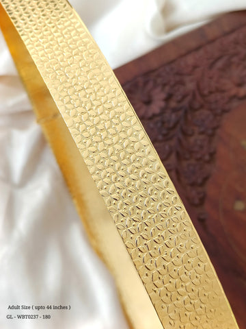 Adult Size - Gold Toned Floral Embossed Plain Belt GL-WBT0237-180