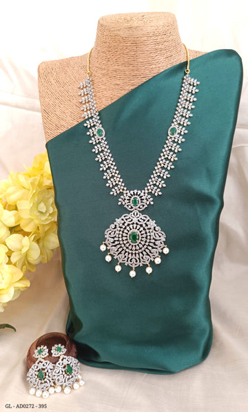 American Diamond Emerald stone Necklace  GL-SHO0270-395