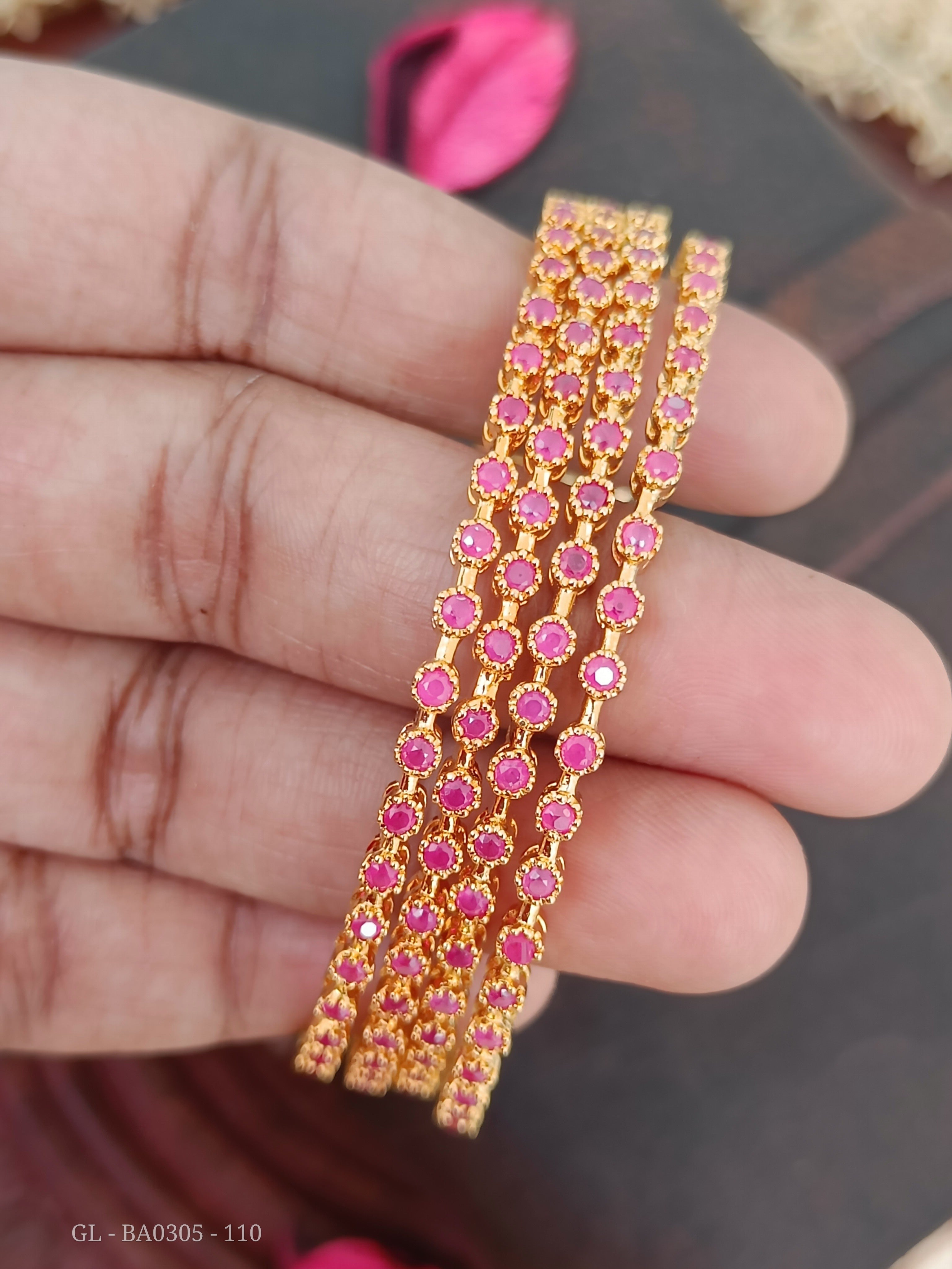 4 pc set Sleek Ruby stone Bangles GL BA0305 110