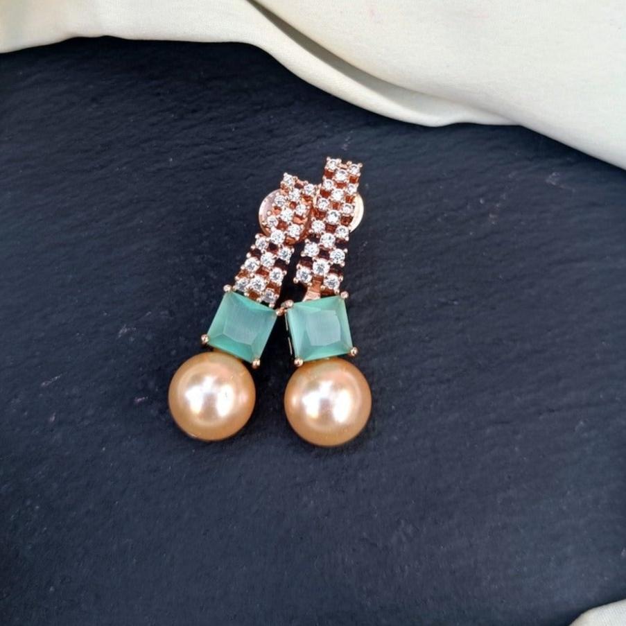 Rose gold earrings - Blue GL-EA0355-70