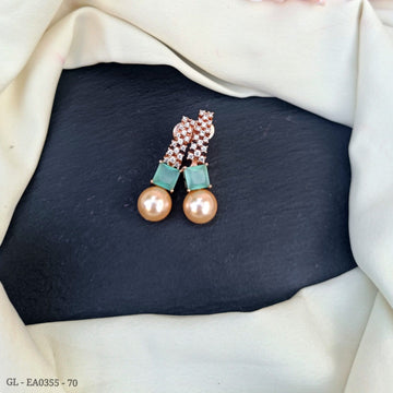 Rose gold earrings - Blue GL-EA0355-70