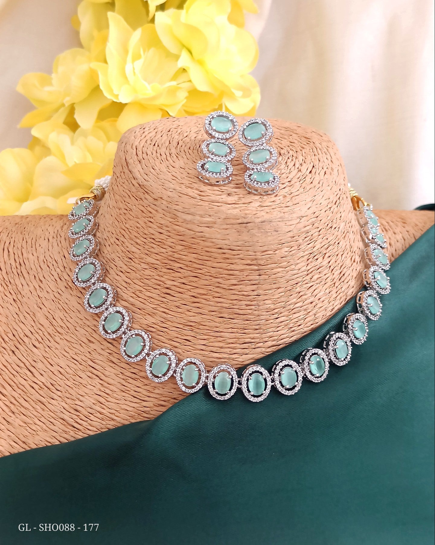 AD Turquoise Blue Necklace Set GL-SHO0888-177