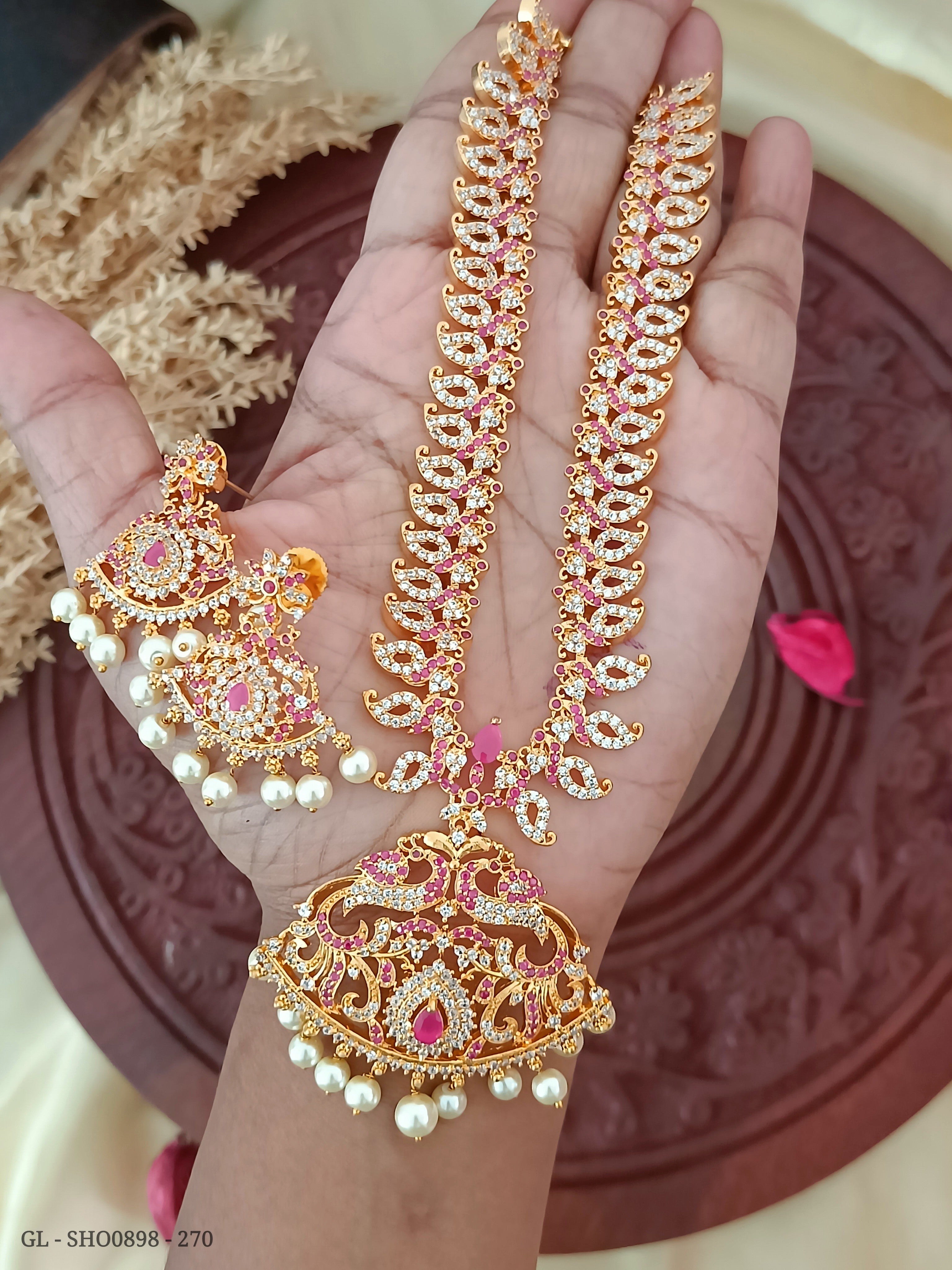 Jewellery Sets | Golden Stone Necklace and Earrings | Freeup