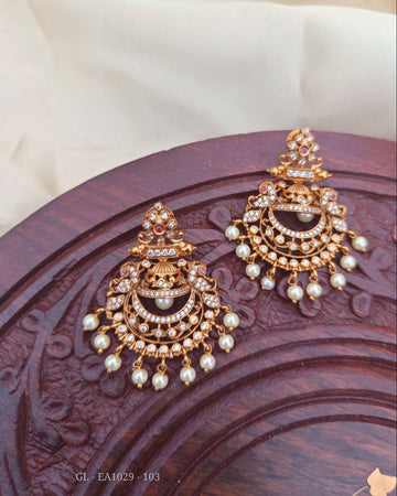 Antique matt finish Cz Chandbali Earrings GL-EA1029-103