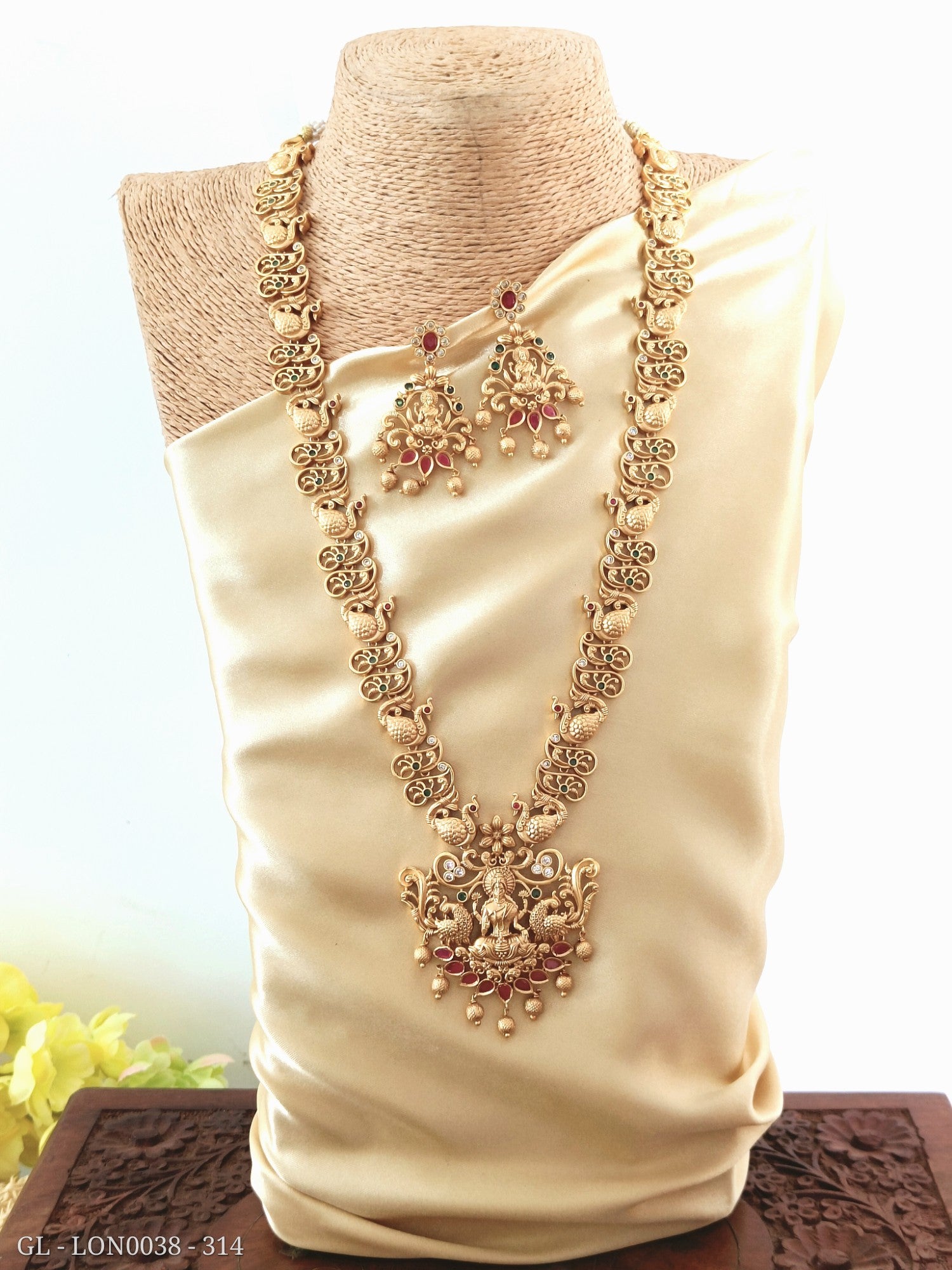 Peacock style long necklace set GL-LON0038-314
