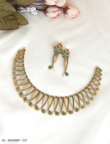 Emerald Cz Stone Partywear Necklace GL-SHO0087-127