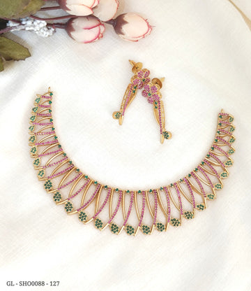 Ruby Emerald Cz Stone Partywear Necklace GL-SHO0088-128
