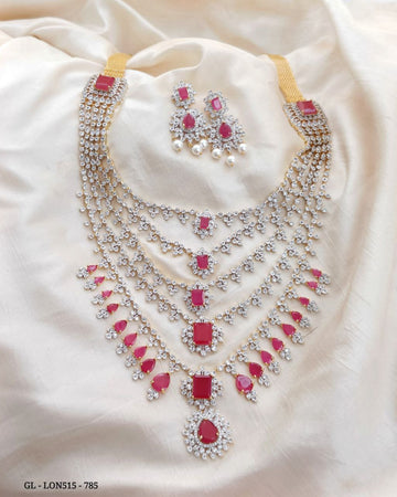 Premium Quality AD Ruby Stone Party Wear Necklace GL-LON0515-785