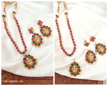 2 in 1 Kemp Necklace - Temple / Non Temple - Ruby Green GL-SHO0205-308